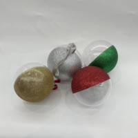 Boules de Noël en plastique transparent semi-pailletées de 8 cm et 10 cm, incassables, décorations suspendues pour sapin de Noël