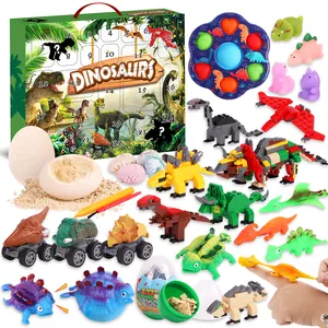 Ksf mainan Fidget dinosaurus kotak buta Legoo 24 hari hitung mundur Natal kedatangan kalender hadiah dinosaurus kotak buta untuk anak-anak