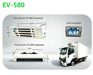 Unidad de Refrigeración para Camiones con Alimentación CC, Sistema de Enfriamiento de Bajo Consumo para <span class=keywords><strong>Furgonetas</strong></span> Eléctricas de 18-19m3 con 2.95kWh de Bajo Uso EV-580 - Product Image 1