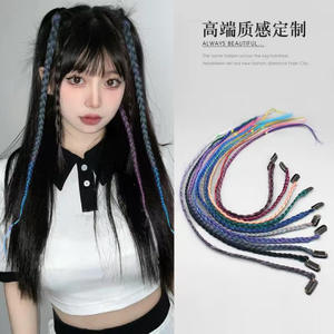 Perruque tressée Y2K éclatante 60 cm, dégradé de couleurs, extensions de cheveux en fibre haute température, prêtes à poser avec clip pour la danse jazz - Product Image 4
