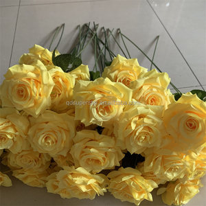 E-032 all'ingrosso della festa di nozze della famiglia della tavola da pranzo <span class=keywords><strong>fiori</strong></span> 3 teste di seta giallo rose <span class=keywords><strong>fiori</strong></span> artificiali - Product Image 4