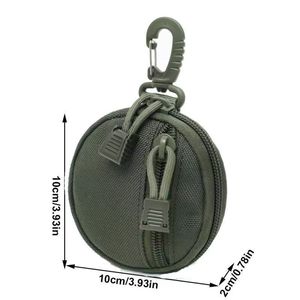 Pochette ronde mini portable en tissu Oxford imperméable pour monnaie, écouteurs et clés, idéale pour les voyages - Product Image 3