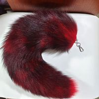 Iivos Fluffy Therian Fox Tail Carabiner Keychain - Queue de renard en fausse fourrure aux couleurs réalistes, durable pour Halloween et le cosplay du Nouvel An (Sun Fox)