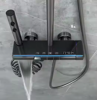 Système de robinetterie de douche murale de luxe poli avec affichage numérique intelligent, design moderne, poignée unique, pour usage hôtelier