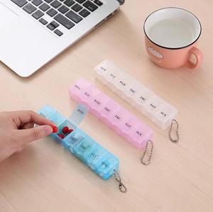 Impresión personalizada al por mayor de viaje portátil <span class=keywords><strong>7</strong></span> días pastillero organizador semanal pastillero <span class=keywords><strong>7</strong></span> días Pastillero con llavero - Product Image 6