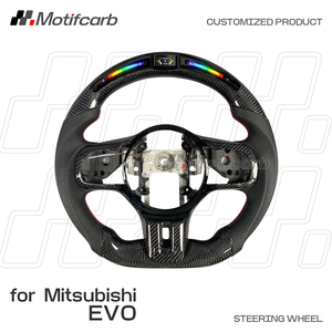 Volante de fibra de carbono con luces LED personalizadas para Mitsubishi Lancer Evolution X GSR MR X Final Edition 2008-2016, con empuñaduras negras. - Product Image 2