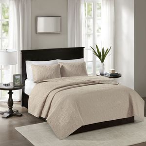 Db Quilt Set Reversible Khaki Floral Full Queen Size Soft Cotton Classic <b>Bedding</b> For Bedroom All Season Use - Product Image 3