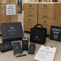 Ensemble cadeau technologique d'entreprise avec logo personnalisé pour les équipes de vente, comprenant un organiseur technologique, une batterie externe, un carnet, un stylo et un gobelet