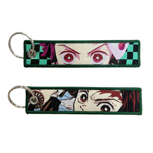 Porte-clés brodé personnalisé Demon Slayer Kamado Nezuko avec logo tissé, pour voiture, moto, sac à dos - Product Image 6