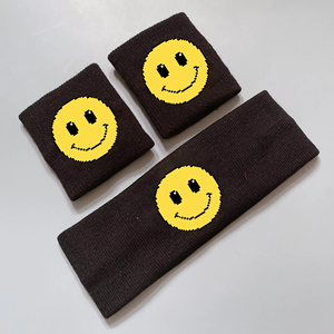 Bandeau anti-transpiration <span class=keywords><strong>CrossFit</strong></span> personnalisé unisexe de haute qualité avec logo de dessin animé visage souriant brodé Tennis et course à pied Sports pour cadeaux de bienvenue - Product Image 5