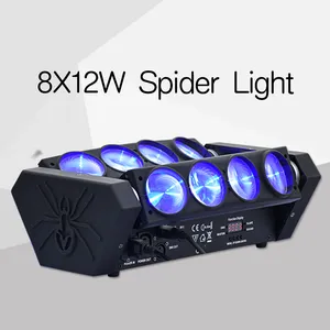 Cabeza móvil LED araña luz 8x12W 4in1 RGBW LED cabeza móvil haz de iluminación DMX para fiesta DJ etapa