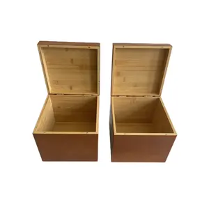Menteşeli kapaklı saklama kutusu kare hatıra dekoratif Stash kutuları özel toptan küçük ahşap kutu