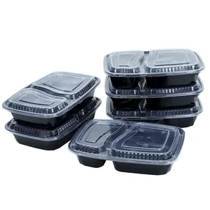 Food Container Takeout 2 Compartments Microwavable Restaurant Disposable Plastic Box Food Container For Take Away
