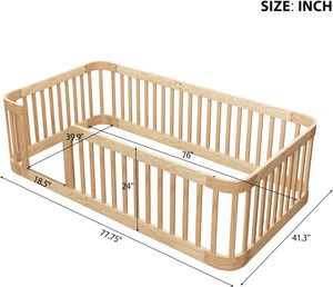 Letto a terra matrimoniale personalizzato Montessori con sponde di sicurezza per bambini, struttura letto a terra per ragazzi e ragazze - Product Image 2