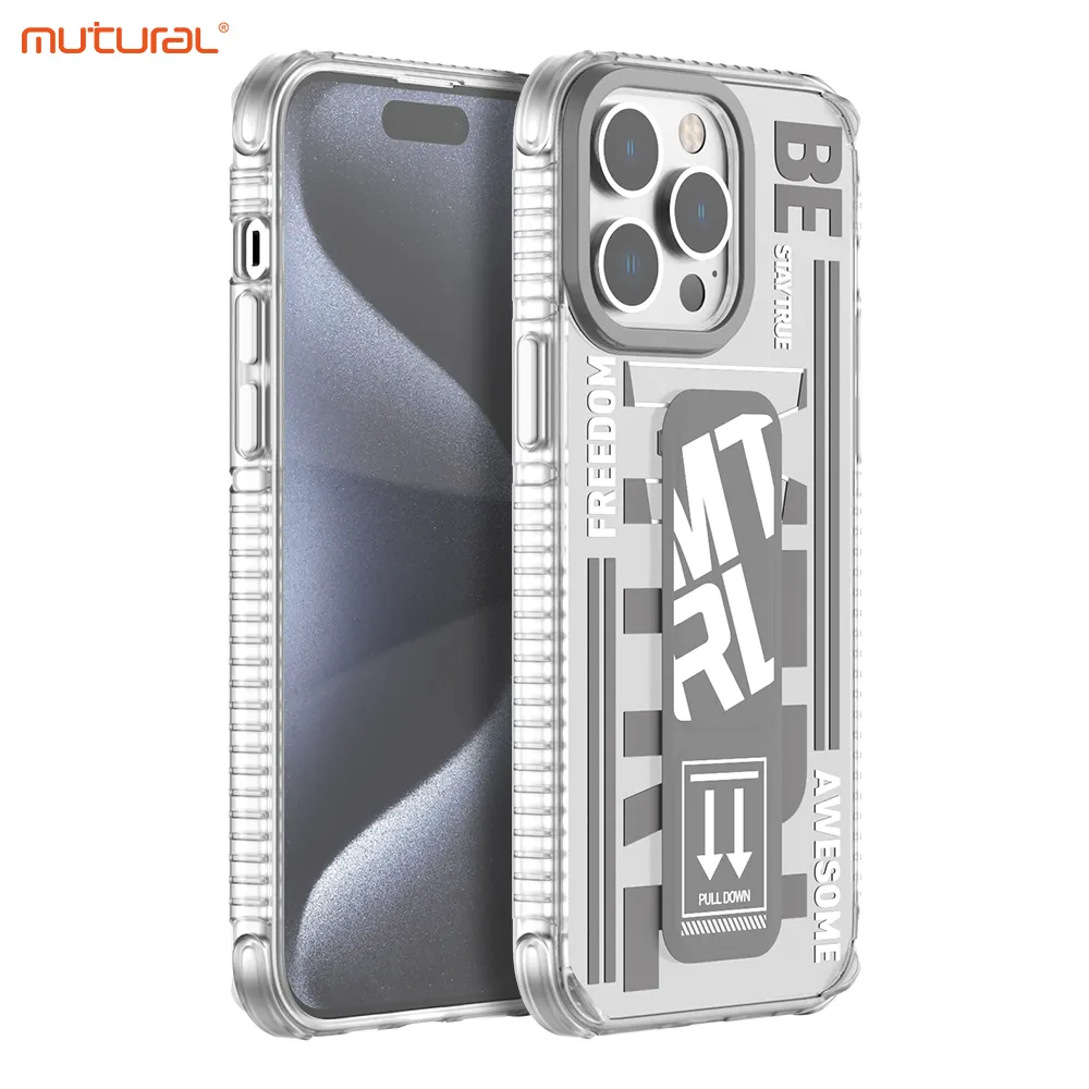 Powerful Shockproof TPU IML Phone Case For iPhone 15 With Magnetic suction Fold Kickstand For iphone 15 por max phone case