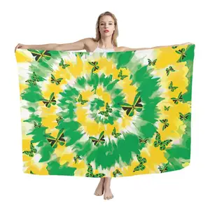 Volldruck Jamaikanische Flagge Sarong Damen weicher Strand-Badeanzug Abdeckung individualisierte Sublimations-Bindungs-Färbung Mode Großhandel Sarongs-Kleid