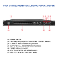 Amplificateur de puissance audio actif professionnel IPALADE DK21600 4200W 4 canaux, son surround, 20Hz-20KHz, 300 dB de réduction de bruit, boîtier métallique, AC 90dB SNR