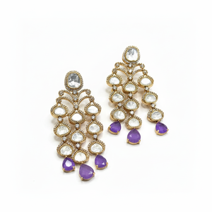 Pendientes elegantes de la mejor calidad de diseñador radiante con piedras Look para mujeres y niñas para la colección de bodas y fiestas - Product Image 1