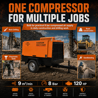 Compresseur d'air à vis diesel portable KAISHAN KSCY-330/8 9,2 m³/min 8 bars, remorquable pour le forage de roches, l'exploitation minière et la construction