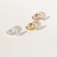 Boucles d'oreilles délicates de luxe haute qualité femmes gemme bleu blanc couleur opale de feu pierre plaqué or Zircon Promotion exclusive