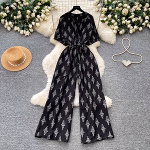 Nuevo Mono con Cuello en V 2026, Pantalones Anchos de Pierna Recta con Estampado de Puntos, Cintura Alta, Estilo Casual - Product Image 6