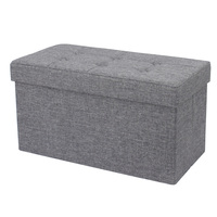 Tabouret de salon, chaise pliante, avec espace de rangement, tissu gris