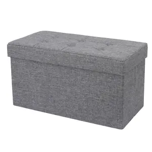 Sgabello da salotto salvaspazio sedia pieghevole scatola pouf con scarpiera tessuto grigio