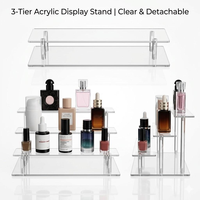 Présentoir cosmétique personnalisé en acrylique écologique avec éclairage LED, organisateur de maquillage sur pied en matériaux recyclés