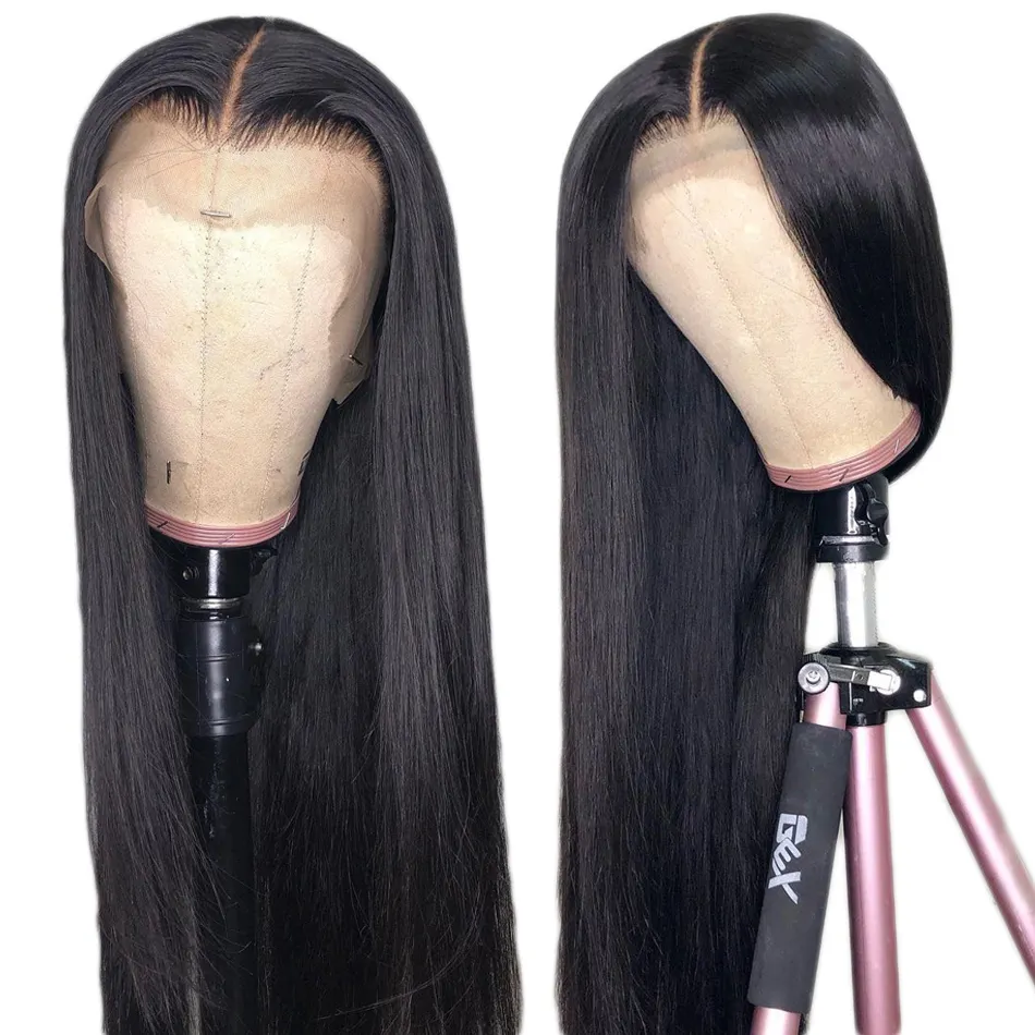 13x4 süper ince HD sırma ön peruk brezilyalı düz insan saçı peruk 150% 180% insan saçı dantel peruk siyah kadın için