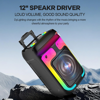Altavoz Portátil con Bluetooth de 12 Pulgadas, Modelo Personalizado, 80W, para Fiestas al Aire Libre, Karaoke, con Ruedas y Asa, Micrófono Inalámbrico