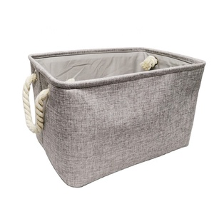 Clothing Storage Box Handle Toy Container with Coarse Cotton Material Large Size Storage Boxes & Bins Clothing Organizer Fabric