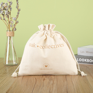 Sac à cordon en coton naturel avec logo imprimé personnalisé, sac en mousseline écologique avec cordon en coton, petite pochette, sac pour sèche-cheveux - Product Image 3