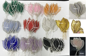 定制颜色水晶工艺欧根纱剪叶花花瓣带水钻链贴花，适用于派对舞会礼服 - Product Image 6