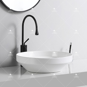 Vòng hình dạng thiết kế mới màu trắng men sứ rửa lưu vực phòng tắm dễ dàng làm sạch Countertop handmade nghệ thuật bồn rửa bát cho nhà - Product Image 3