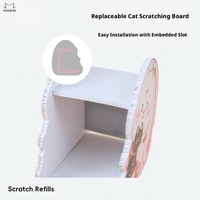 Maison à chat double étage Lapin Lune Mignon avec tapis remplaçable, panneau épaissi, 3 surfaces à gratter, emballage carton pour intérieur