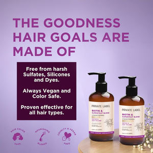 Set di Shampoo e balsamo con biotina e superfrutto con Logo personalizzato con collagene vegano, burro di Aloe e karité, parabeni e Silicone - Product Image 6