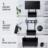 Stand TV Mobile Bermotor dengan Kabinet, Panel Sentuh Dua Kolom, dan Remote Control, Troli TV Elektrik untuk Smart TV 65-100 Inch
