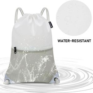 Promotion Advertising Large Capacity Custom Logo Black Zippered Mesh Waterproof Polyester Oxford <b>Drawstring</b> <b>Backpack</b> for Sports - Product Image 2