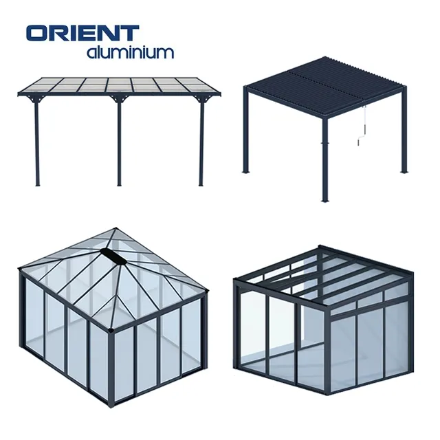 Yeni model alüminyum tasarım kış bahçesi ücretsiz ayakta cam ev kış bahçe sunroom pergola kış bahçeleri ve cam ev