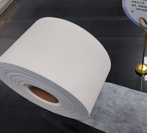 Bán buôn 18gsm Pe/Pet ưa nước topsheet thoáng khí airthrough không dệt vải cotton lụa cảm thấy vệ sinh khăn ăn tã CuộN - Product Image 2