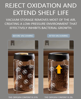 Bocaux de conservation alimentaire en verre borosilicate transparent, hermétiques, avec couvercles sous vide noirs et dorés, étanches, sans BPA, pour grains de café, épices