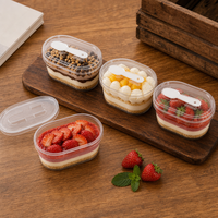 LFGB goedgekeurde wegwerp ovale transparante PET blisterverpakking met vaste lepeldop, voor één portie, food grade, model GY-150, merk Shuangqile, voor fruitcrème