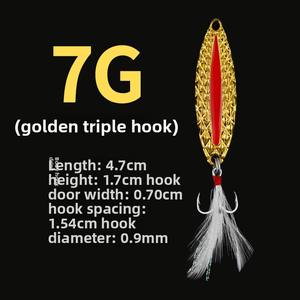 Leurre rouge rayure oeil mouche d'eau brillant longue coulée métal artificiel dur appât basse fond pêche lac avec crochets - Product Image 6