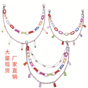 Colorful <b>Chain</b> Waist <b>Chain</b> With Bear Charms Punk Style Party Fashion Jewelry Multiple Loops Zinc Alloy Spot Goods Wholesale - Product Image 1