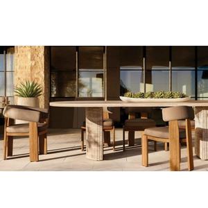Meubles en teck massif naturel, design minimaliste, ensemble table et chaises pour patio et jardin - Product Image 1