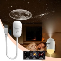 Moderna Lámpara Proyectora LED Mini USB Blanca Portátil Ultra Clara, Luz Ambiental Romántica de Galaxia, Estrellas y Aurora para Dormitorio, Hogar y Auto