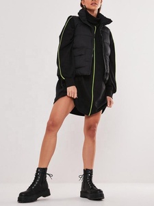 New Styles <strong>Women</strong> Black High Neck <strong>Sweatshirt</strong> <strong>Dress</strong> With Neon Piping Custom Ladies Cotton Turtleneck <strong>Sweatshirt</strong> - Product Image 4