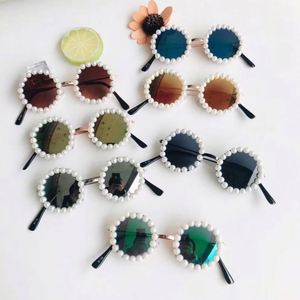 Lunettes de soleil rondes en métal pour enfants, avec logo personnalisé, tendance 2020, pour garçons et filles, avec perles - Product Image 5