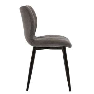 Sillón de comedor de cuero gris oscuro ergonómico con respaldo alto nórdico de lujo, sillas de restaurante con patas de <span class=keywords><strong>metal</strong></span> - Product Image 4