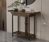 Table d'autel en bambou naturel de style chinois avec tiroir de rangement, console minimaliste pour entrée ou sanctuaire bouddhiste à domicile